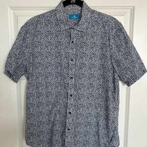 Men's Toscano Navy Patterned Short Sleeve Shirt